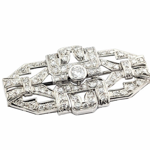Broche Broche Art Déco en platine et diamants 58 Facettes 31309