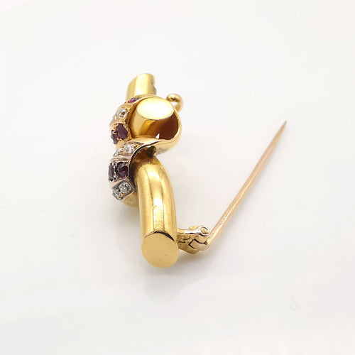 Broche Broche or diamants et rubis 58 Facettes