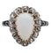 Bague 52 Bague pompadour antique or blanc 18k opale cabochon et diamants taille roses (circa 1900) 58 Facettes A05057