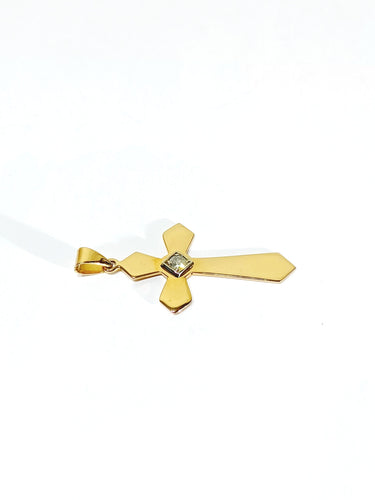 玫瑰金钻石十字架吊坠