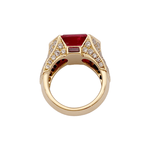 Bague 52 Bague vintage O.J. Perrin or jaune, diamants, tourmaline rose. 58 Facettes 34371