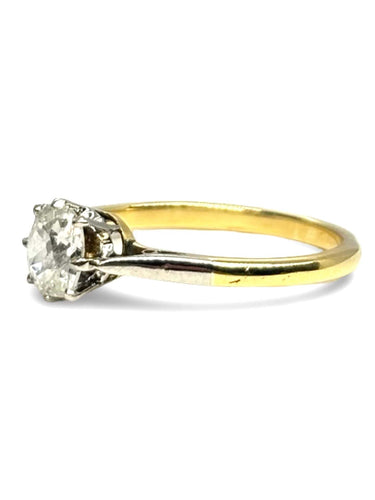 Bague 51 Solitaire or jaune et diamant oval 0,35 ct 58 Facettes 1376