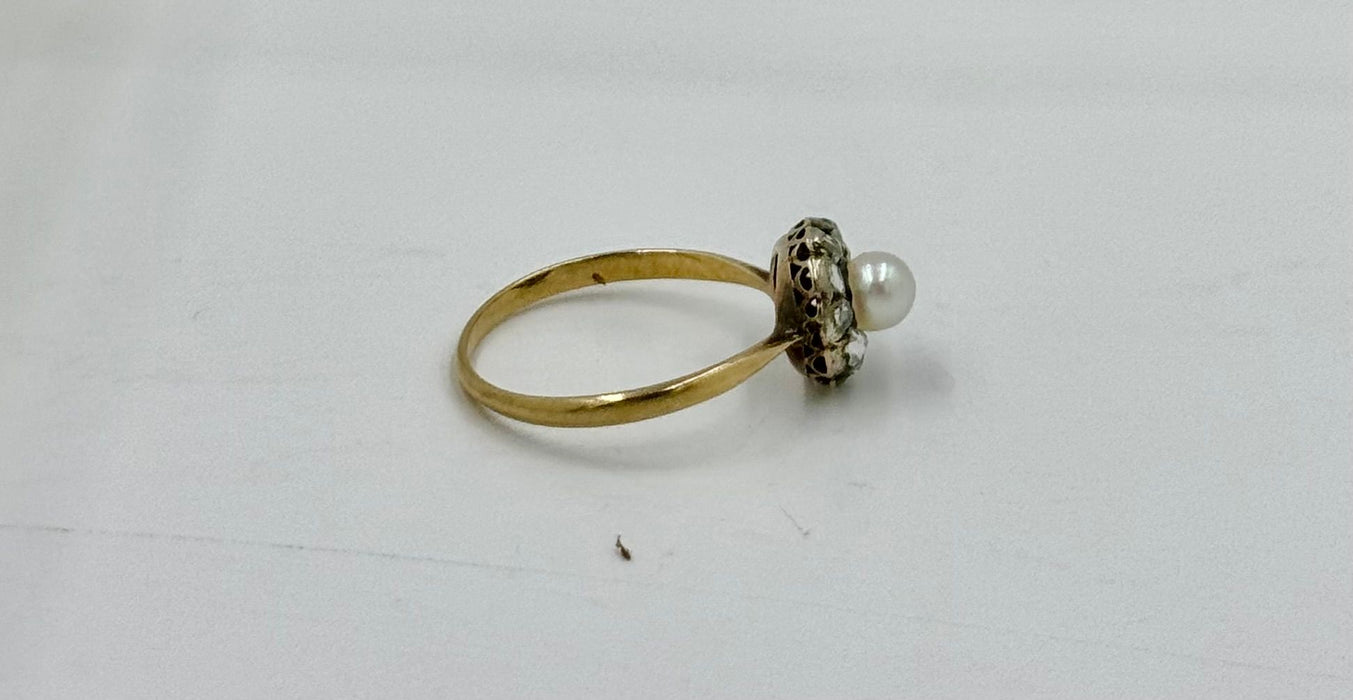 Yellow gold diamond beaded ring
