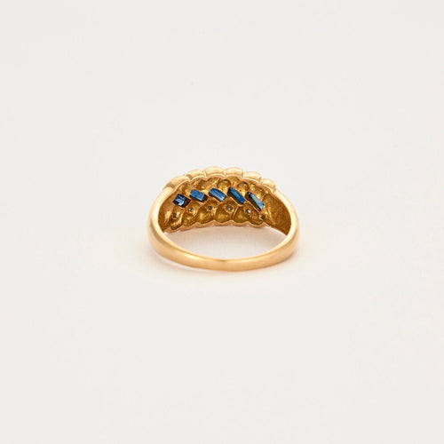 Bague Bague motif tresse en or jaune, saphir et diamants 58 Facettes LP775/13