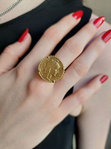 Bague 64 BAGUE PIÈCE 20 FRANCS MARIANNE 58 Facettes 086591