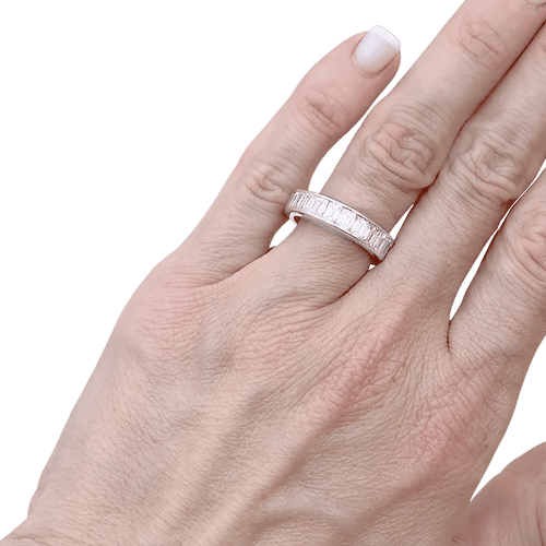 Bague 53 Alliance tour complet, platine, diamants. 58 Facettes 34605