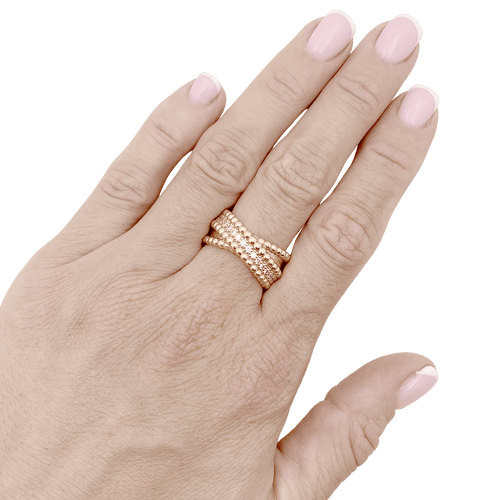 Bague 53 Bague VAN CLEEF ET ARPELS,"Duo Perlée", or rose, diamants. 58 Facettes 34781