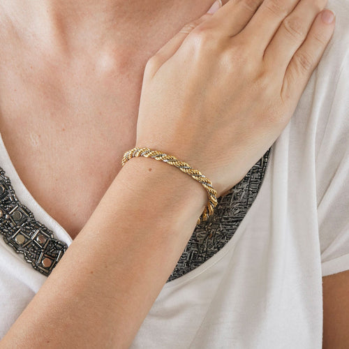 Bracelet Gourmette maille alternée or jaune et blanc 58 Facettes LP671