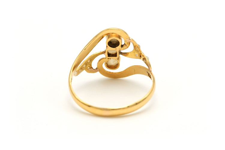 Bague 54 Bague en or jaune sertie de perles 58 Facettes 20443