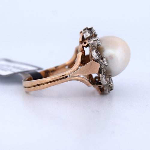 Bague 53 Bague victorienne antique en perles et diamants 58 Facettes
