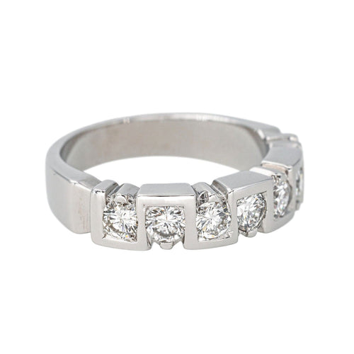 Bague 54 Bague Demi-alliance Or blanc Diamant 58 Facettes 4292752CN