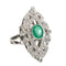 Bague 58.5 Bague navette de style Art Déco en platine avec diamants et émeraude 58 Facettes Q892A