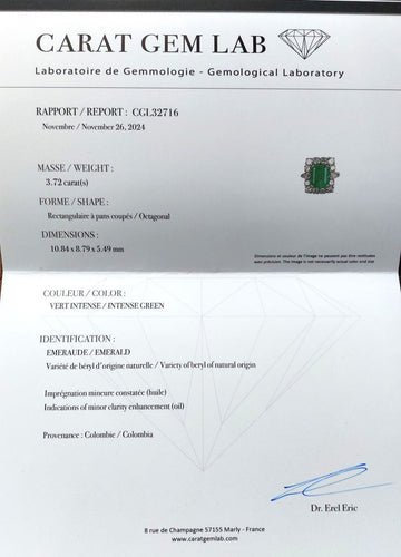 Bague 53 Bague émeraude de Colombie "Merveilleuse" - platine, diamants et émeraude - certifiée 58 Facettes 227