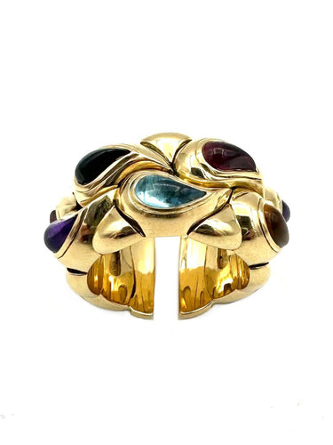 Bague 52 CHOPARD. Collection "Casmir", bague or jaune 18K et pierres de couleur 58 Facettes