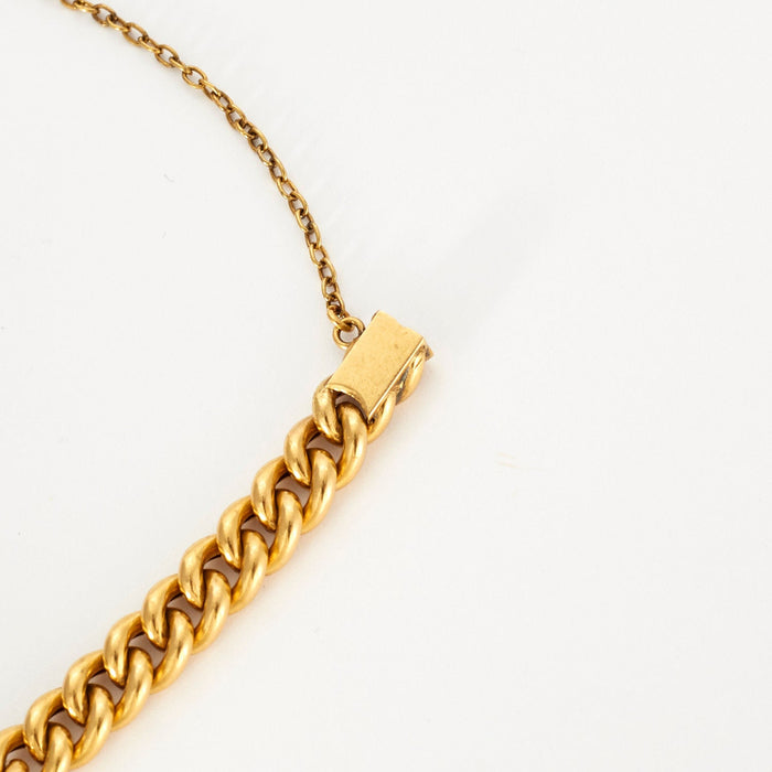 Yellow gold bracelet with diamond curb chain