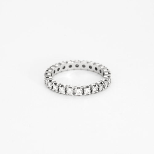 Bague 53 Alliance Américaine or blanc et diamants 58 Facettes GU184