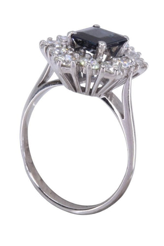 Bague 54 BAGUE POMPADOUR SAPHIR ET DIAMANTS ANNÉES 50 58 Facettes 094101