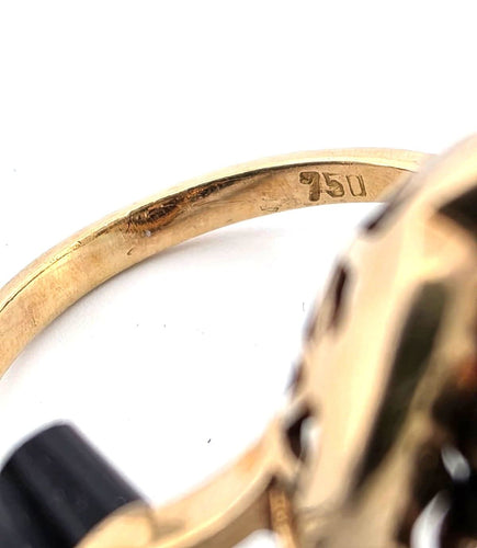 Bague 54 Bague en or jaune avec saphir et diamants 58 Facettes