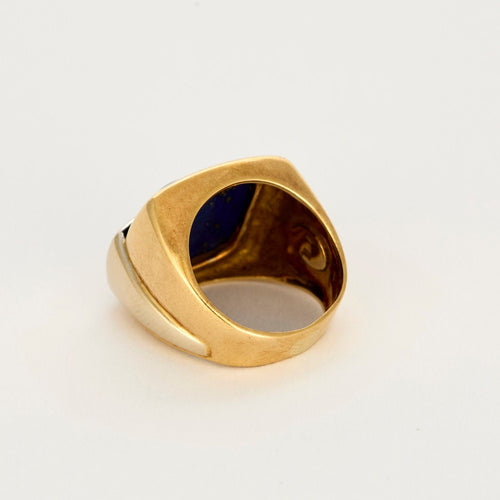 Modernistinen sormus kelta- ja valkokullasta sekä lapis-latsulista 