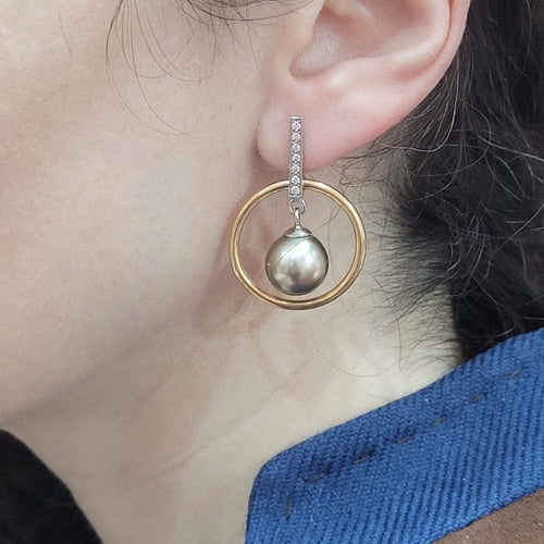 Boucles d'oreilles Boucles d'oreilles en perles de Tahiti et diamants 58 Facettes T479