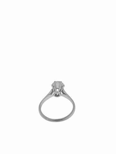 Bague 51 Bague solitaire or blanc certifiée HRD avec diamant naturel de 1,00 carat 58 Facettes