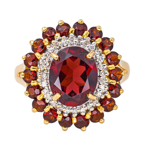 Bague 55 Bague Pompadour  Or jaune Grenat, Diamant 58 Facettes 4523259CN