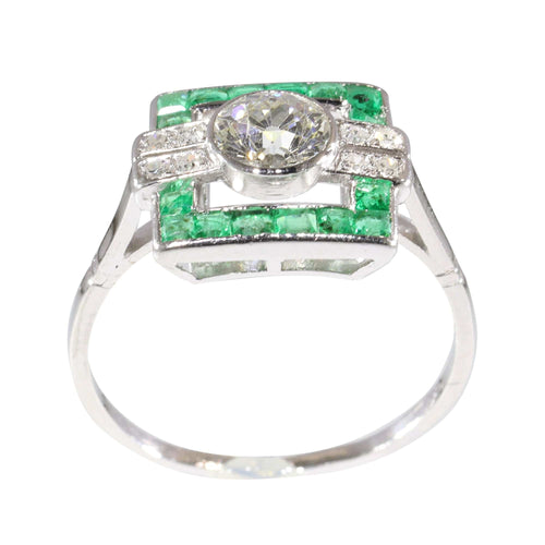 Bague 56 Histoire d'amour des années 1920 : bague de fiançailles Art déco 58 Facettes 17248-0031