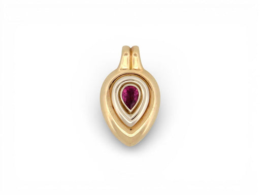 Pendentif vintage pendentif POIRAY en or jaune 18k 11gr serti pierre rose 58 Facettes 272210