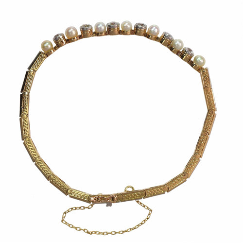 Bracelet L'élégance des années 1920 : bracelet Art déco en diamants et perles 58 Facettes 24137-0350