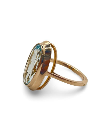 Bague 53 Bague or rose et Aigue-Marine 5 ct 58 Facettes