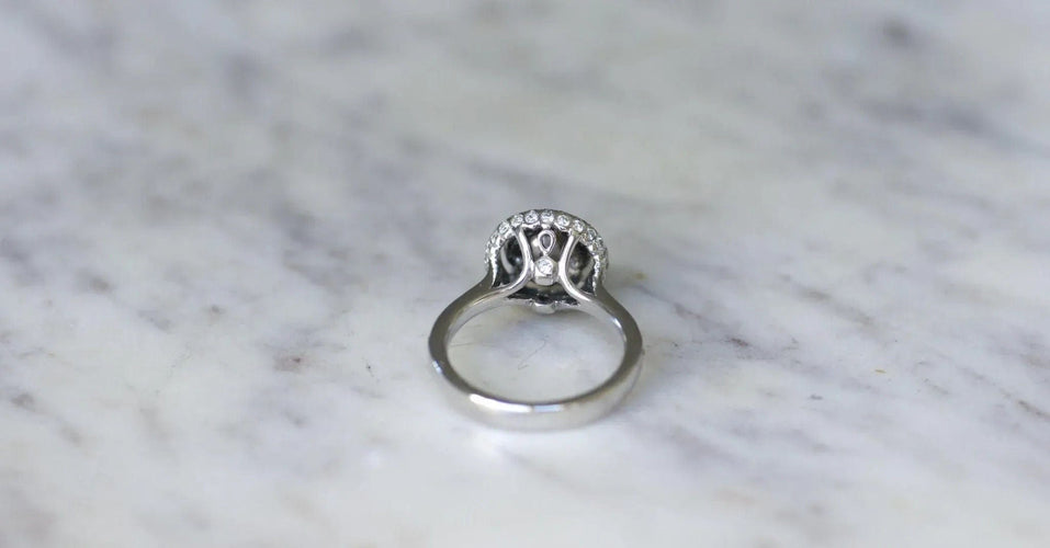 Bague 50.5 Bague Cible Double Entourage or blanc diamants 58 Facettes