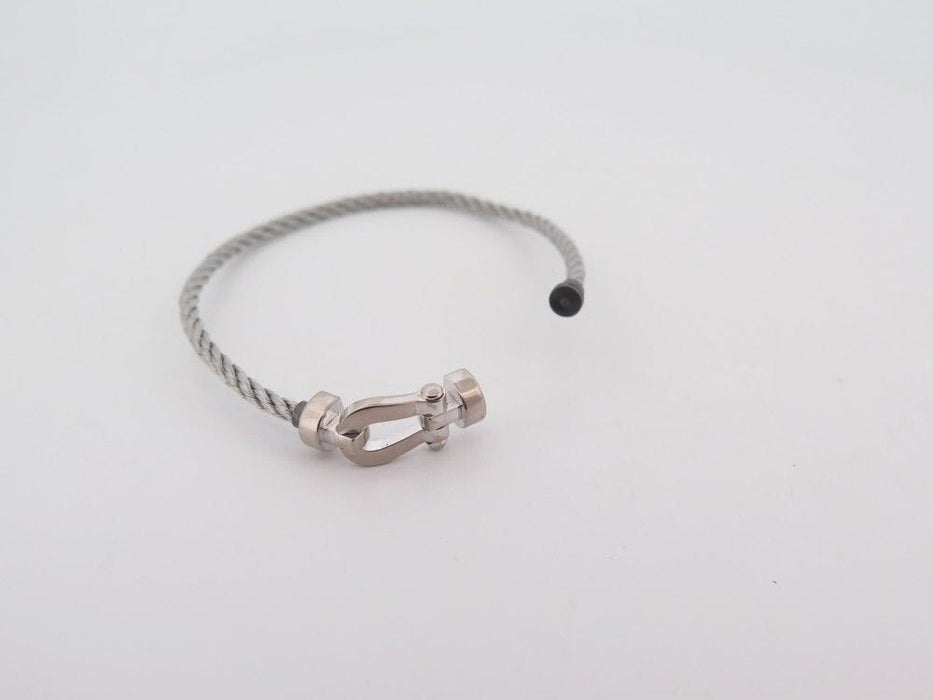Bracelet bracelet FRED force 10 mm manille en or blanc cable acier t14 58 Facettes 260312