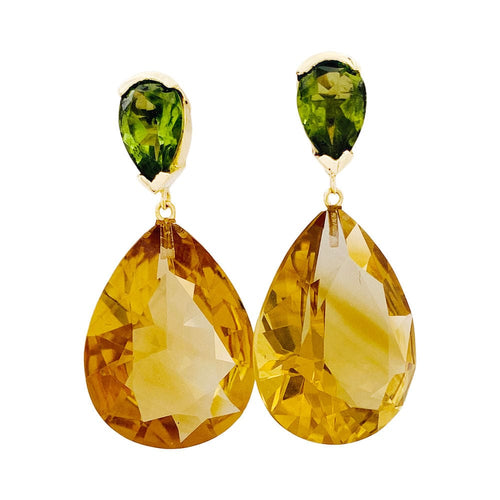 Boucles d'oreilles Boucles d'oreilles pendantes, citrines et péridots. 58 Facettes 34069
