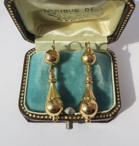 Boucles d'oreilles Boucles d’oreilles dormeuses pendantes deux ors XIXe 58 Facettes