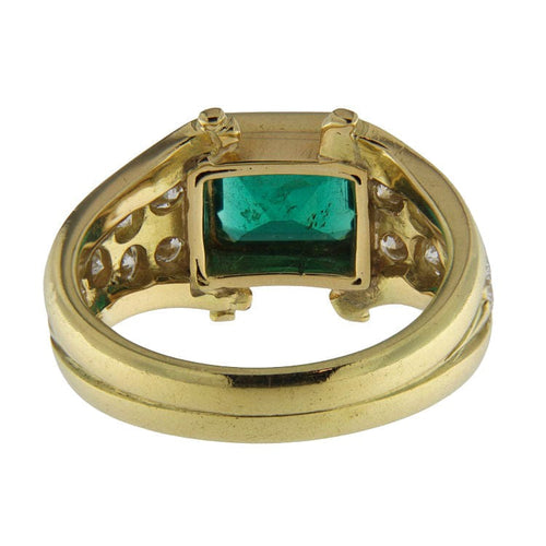 Bague 51 Bague en or jaune avec émeraude de 1,38 ct et diamants taille brillant 58 Facettes G3854