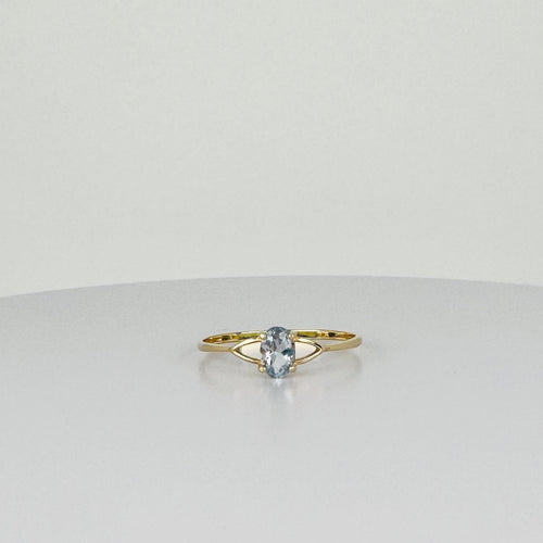 Bague 59.5 Bague en or jaune avec aigue-marine ovale 58 Facettes 2508022