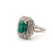 Bague 62 Bague en or blanc massif avec émeraude colombienne et diamants 58 Facettes