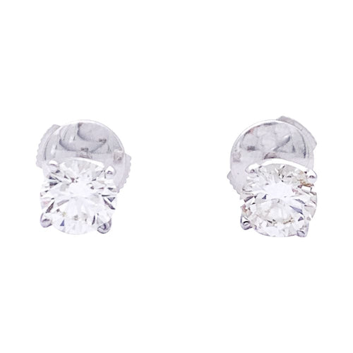 Boucles d'oreilles Puces d'oreilles or blanc, diamants. 58 Facettes 33674