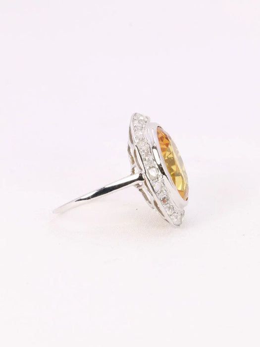 Bague 51 Bague cocktail or blanc citrine 5 carats diamants 58 Facettes J416