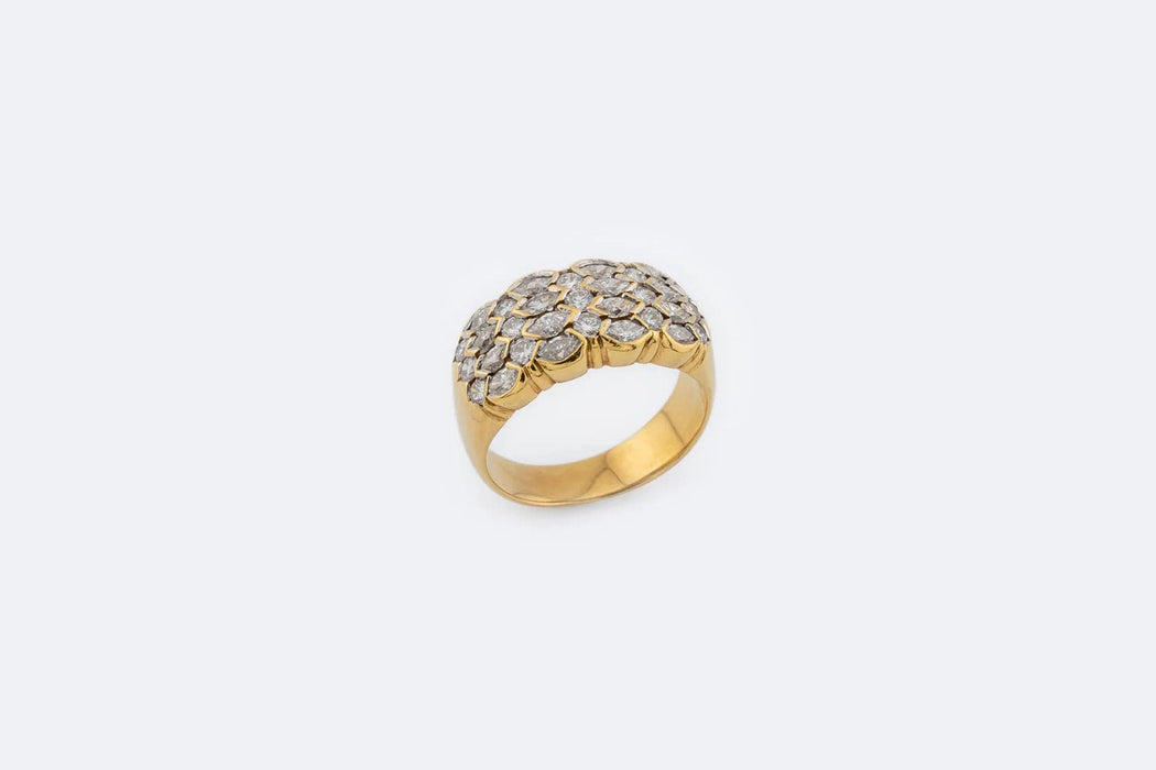 Bague 56 Bague en or jaune pavé de diamants 58 Facettes ANL16