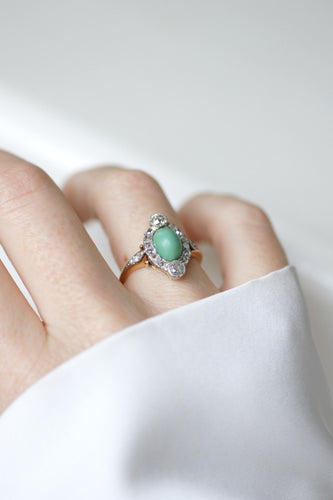 Bague 57 Bague Belle Epoque Turquoise Entourage Diamants 58 Facettes