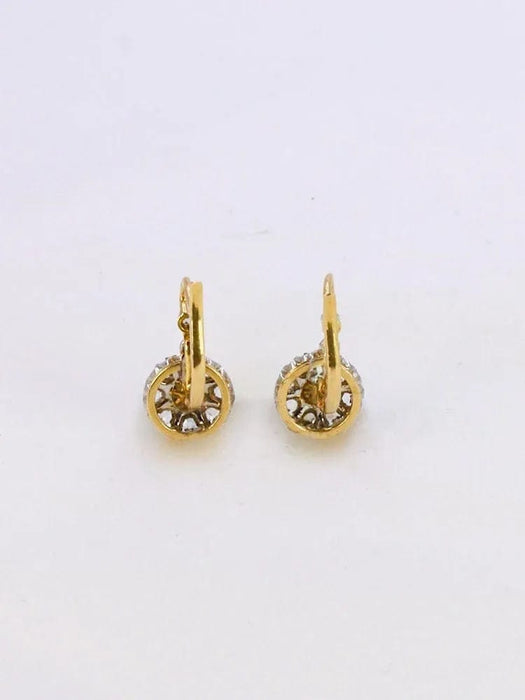 Boucles d'oreilles Boucles d'oreilles dormeuses anciennes perles diamants taille rose 58 Facettes J538