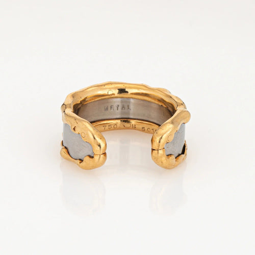 Bague 52 Van Cleef & Arpels - Bague manchette vintage acier et or jaune 58 Facettes G13723