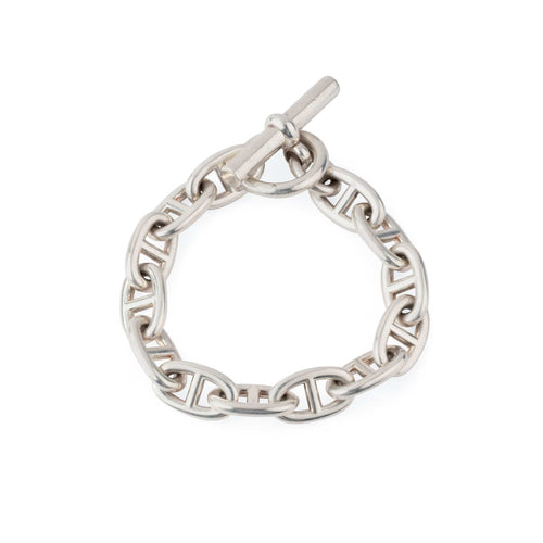 Bracelet Bracelet en argent de la maison Hermès modèle iconique chaine d'ancre. 58 Facettes 1