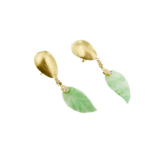 Boucles d'oreilles Boucles d'oreilles en jade et diamant 58 Facettes 37433