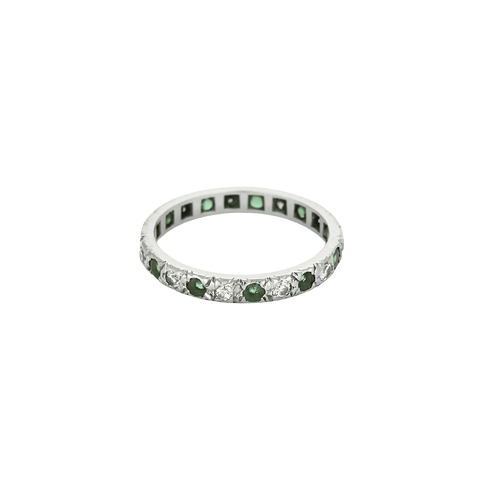 Amerikkalainen Vihkisormus sormus timanteilla ja smaragdeilla 