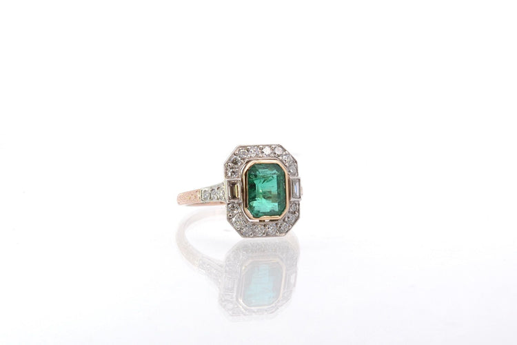 Bague 52 Bague émeraude et diamants en platine et or rose 58 Facettes 25556 25237