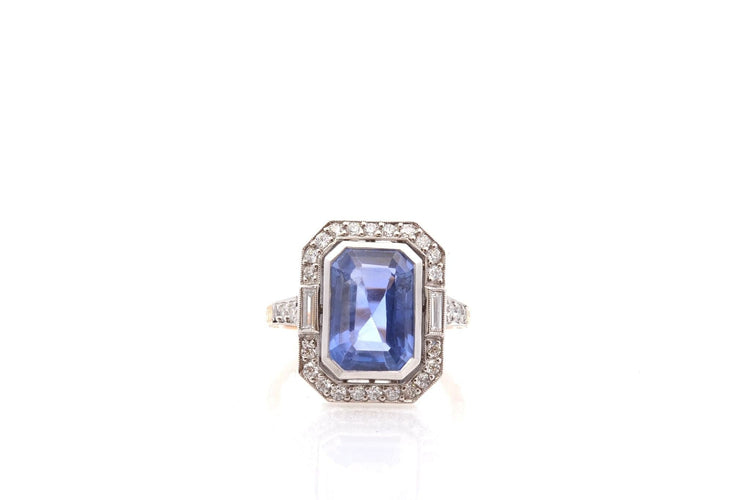 Bague 54.5 Bague saphir de 6,45cts et diamants 58 Facettes 26874-26656