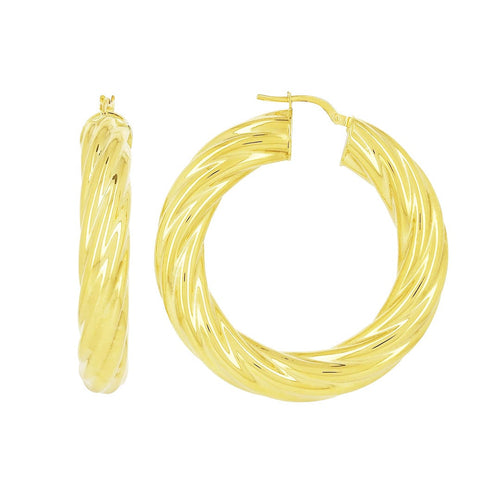 Boucles d'oreilles Créoles Torsadées Or Jaune Largeur 8mm Diamètre 30mm 58 Facettes
