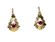 18-carat yellow gold earrings Sleepers earrings with red stones 